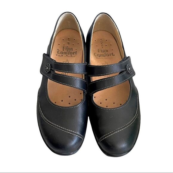 FINN COMFORT Germany Leather Mary Jane Shoes Black 8.5 - Picture 1 of 10